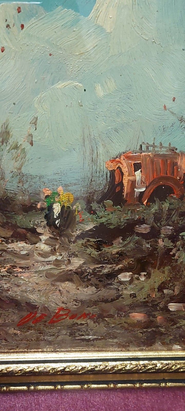 Oil Painting On Faesite Landscape Signed "De Boni" 60s Frame photo vinterior