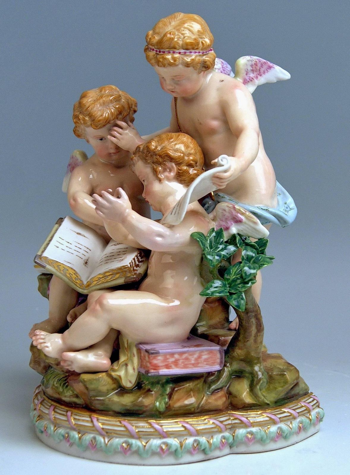 Meissen Figurines Cherubs Allegory Of Arithmetic Model 12 By Acier, Circa 1860 photo for sale