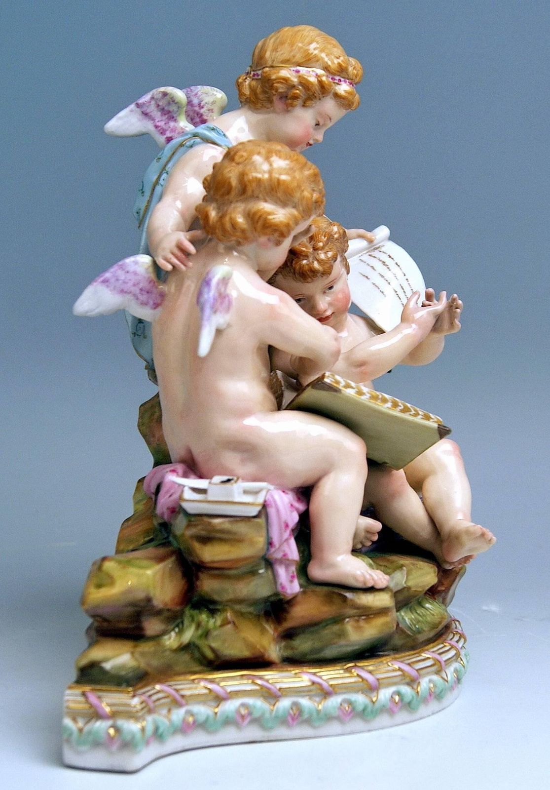 Meissen Figurines Cherubs Allegory Of Arithmetic Model 12 By Acier, Circa 1860 photo vinterior