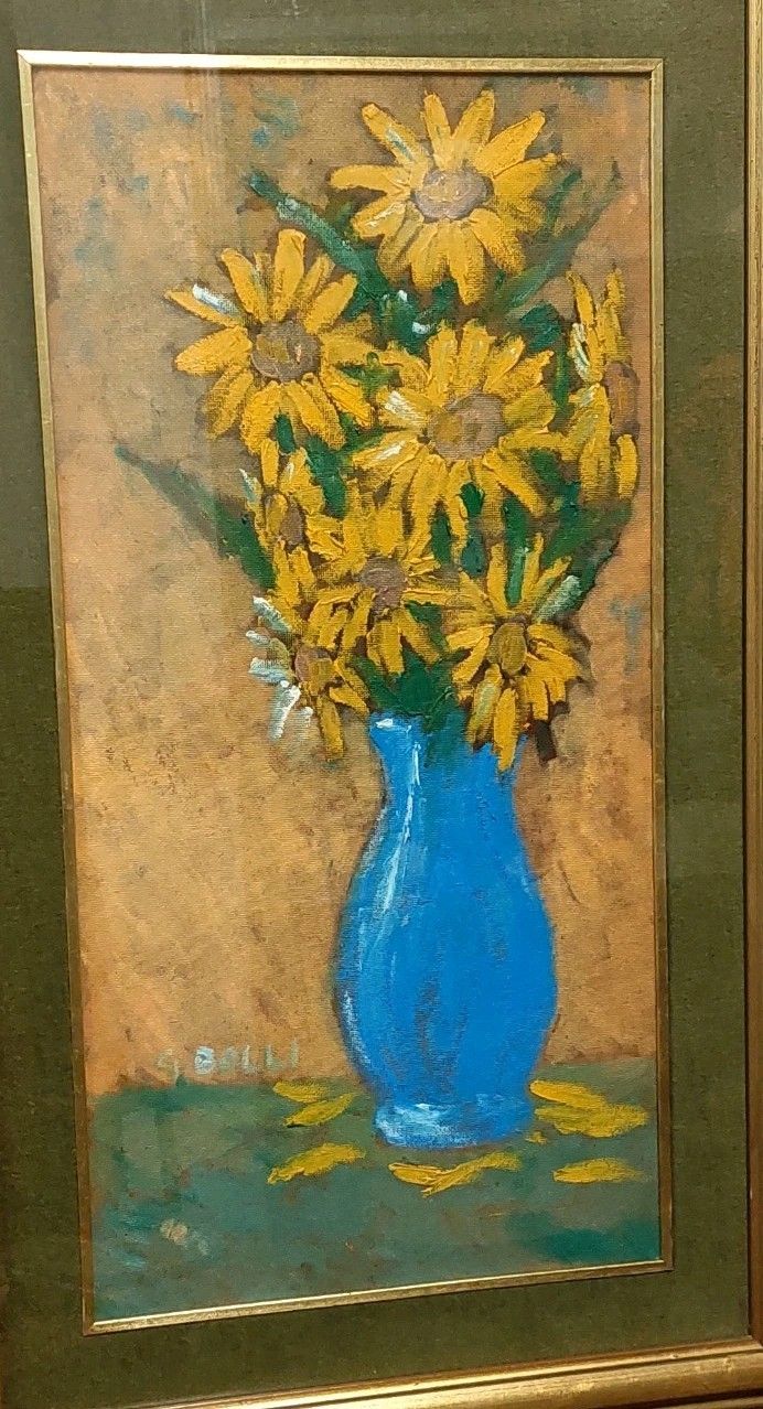 Oil On Faesite, Flower Vase Gerolamo Stamps (Pisa 1933 2009) photo furniture