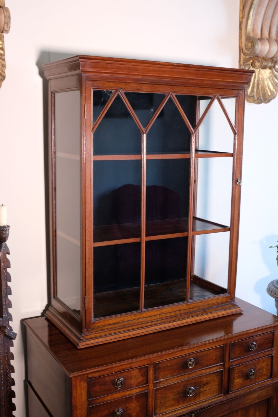 Furniture Mahogany Astral Glazed Wall Display Cupboard C 1910 photo