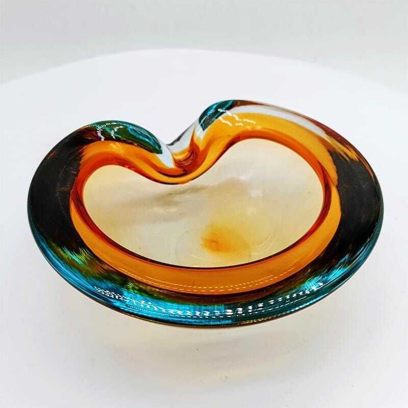1960s Ashtray Or Catch All In Murano Glass By Flavio Poli For Seguso. Made In Italy.