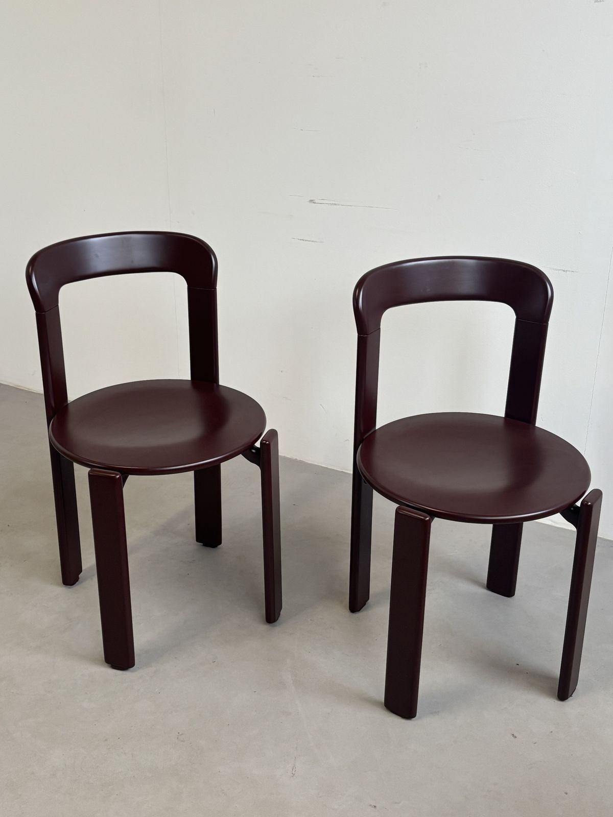 Vintage Set Of Four Brown Red Bruno Rey Chairs, Kusch & Co, Germany 1970s Newly Powder Coated Ral3007