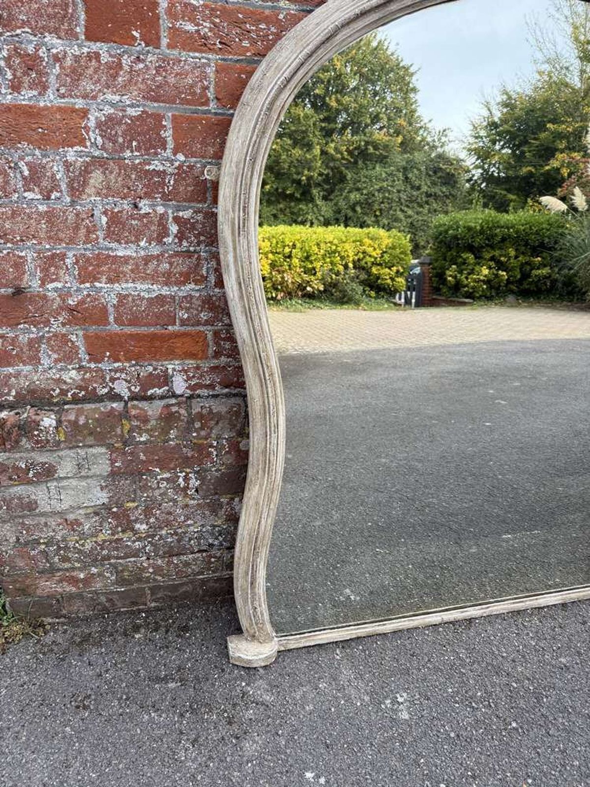 A Stunning Large Antique English 19th C Painted Hour Glass Framed Mirror. photo Home Decor