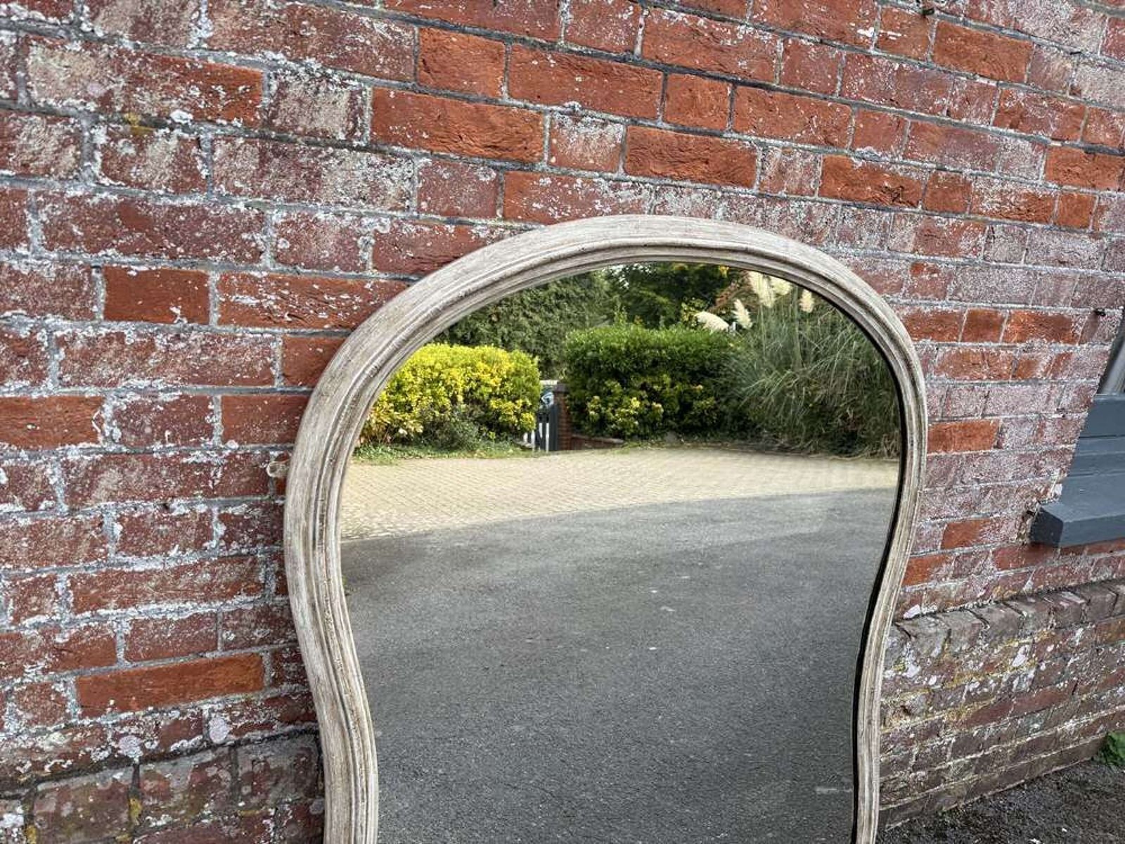 A Stunning Large Antique English 19th C Painted Hour Glass Framed Mirror. photo 1250.0
