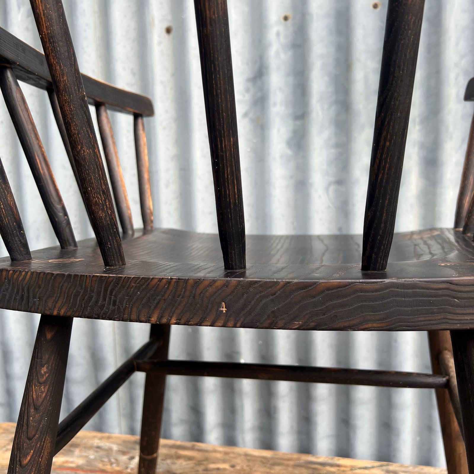 photo for sale Primitive Windsor Stick Style Ebonised Arm Chair