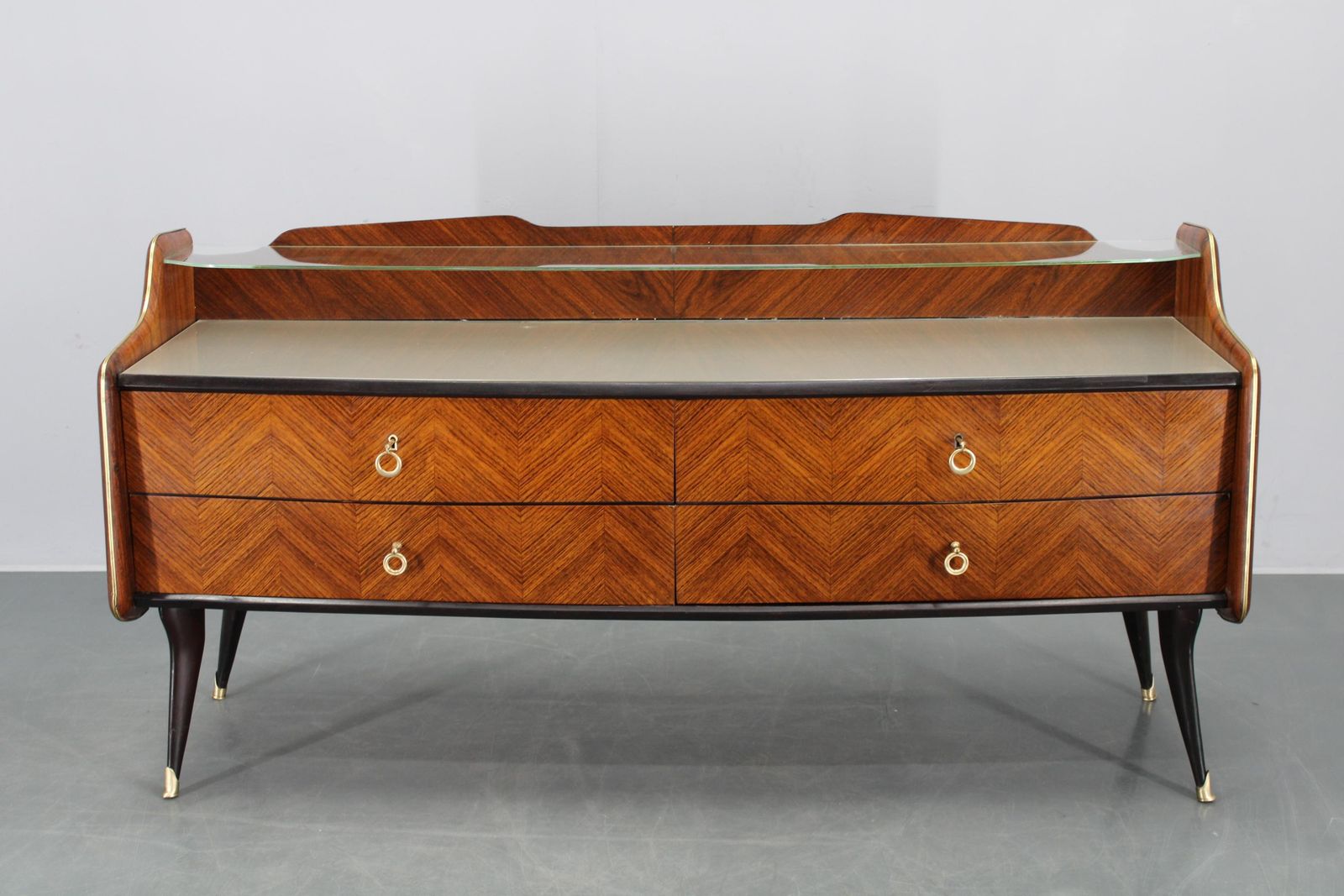 1950s Organic Italian Sideboard With Glass Top And 4 Drawers photo furniture