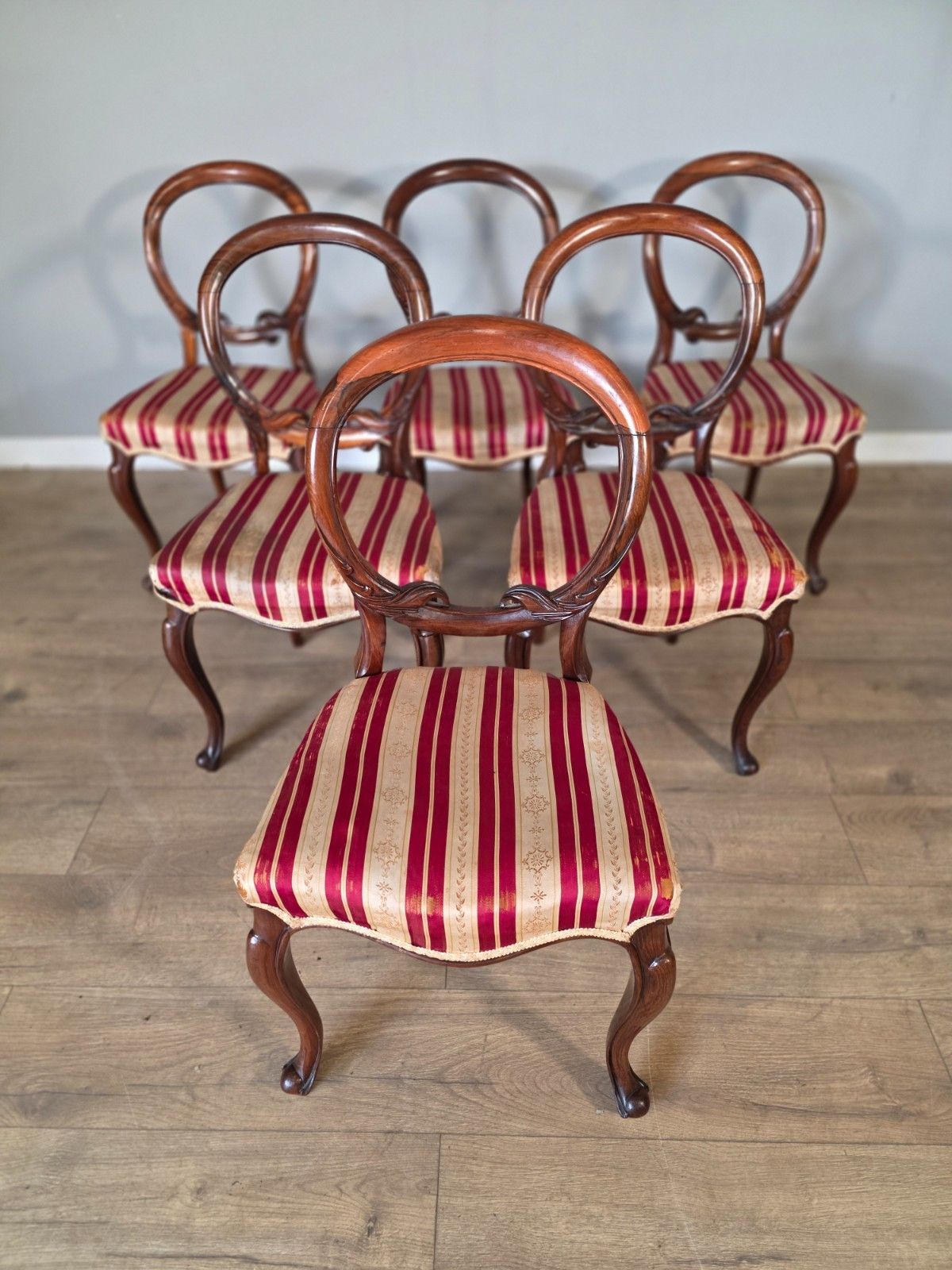 Set Of 6 Rosewood Victorian Balloon Back Chairs photo Furniture