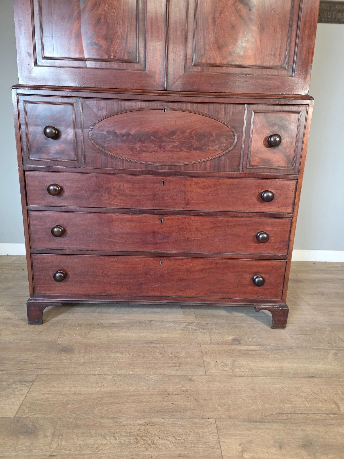 Antique Late George 111 Mahogany Linen Press Circa 1800s photo Furniture