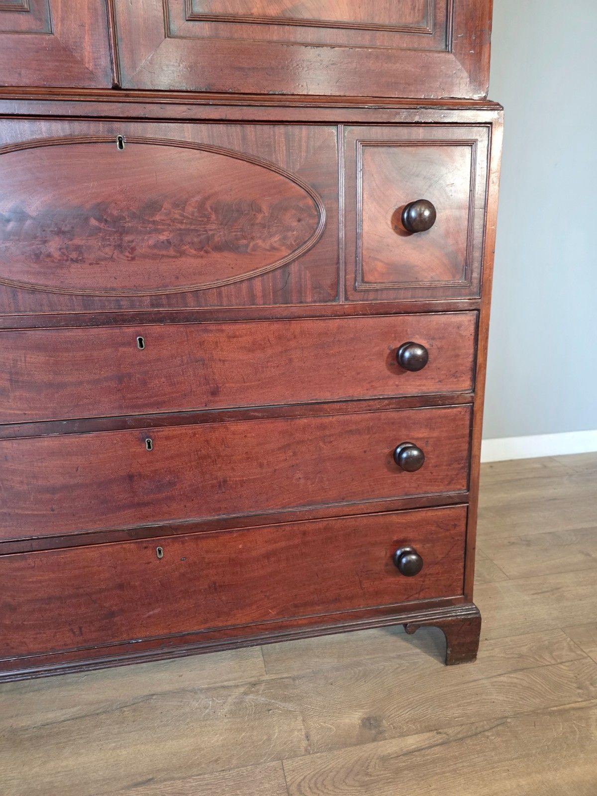Antique Late George 111 Mahogany Linen Press Circa 1800s photo vinterior