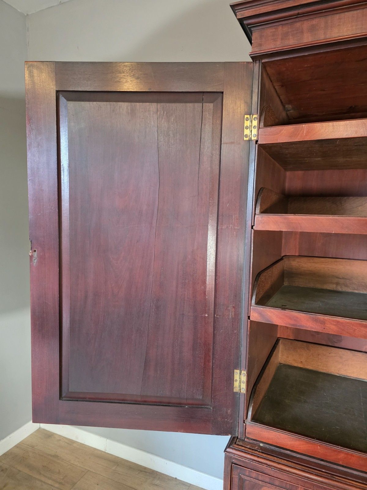 photo for sale Antique Late George 111 Mahogany Linen Press Circa 1800s