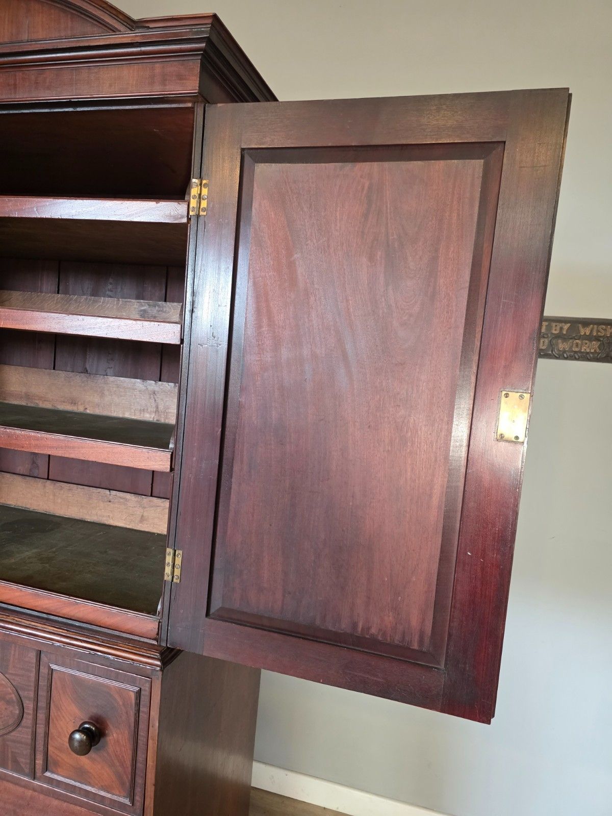 Furniture Antique Late George 111 Mahogany Linen Press Circa 1800s photo