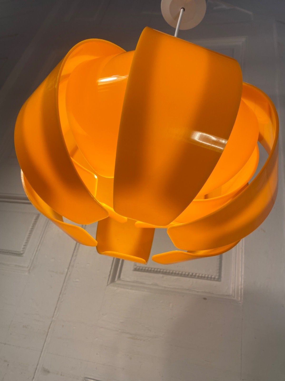 photo furniture Original 1960s 70s Orange 'Lotus Flower' Perspex Ceiling Pendant Light Shade.