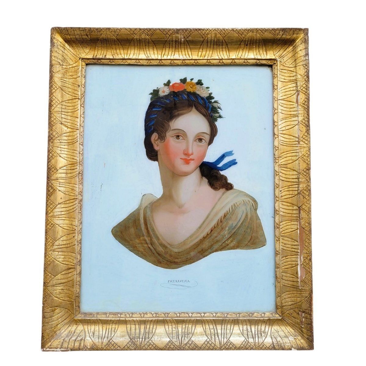 The 4 Seasons, Allegories Of 4 Framed Under Glass, 19th Century photo Art