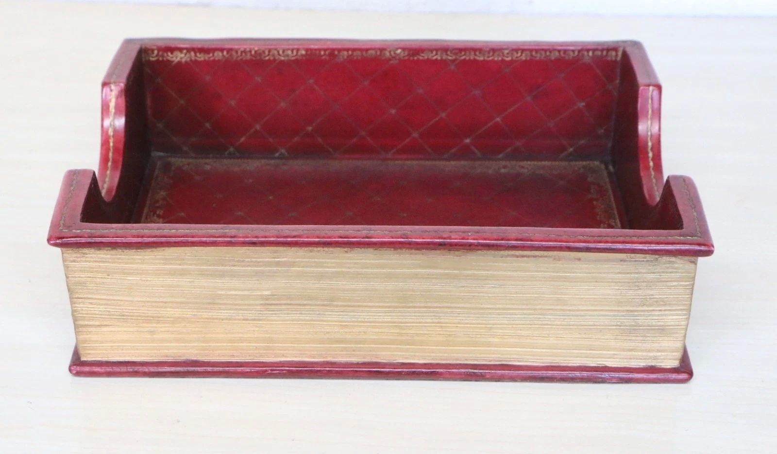 A Desktop Letter Paper Holder Modelled On An Antique Red & Gilt Leather Bound Book photo 85.0