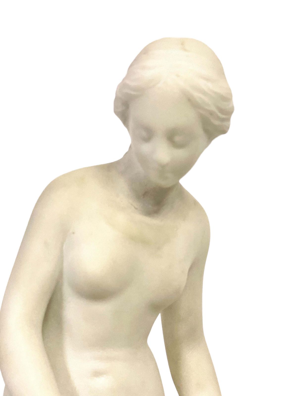 19th Century White Marble Sculpture “La Baigneuse” Inspired By Falconet photo furniture