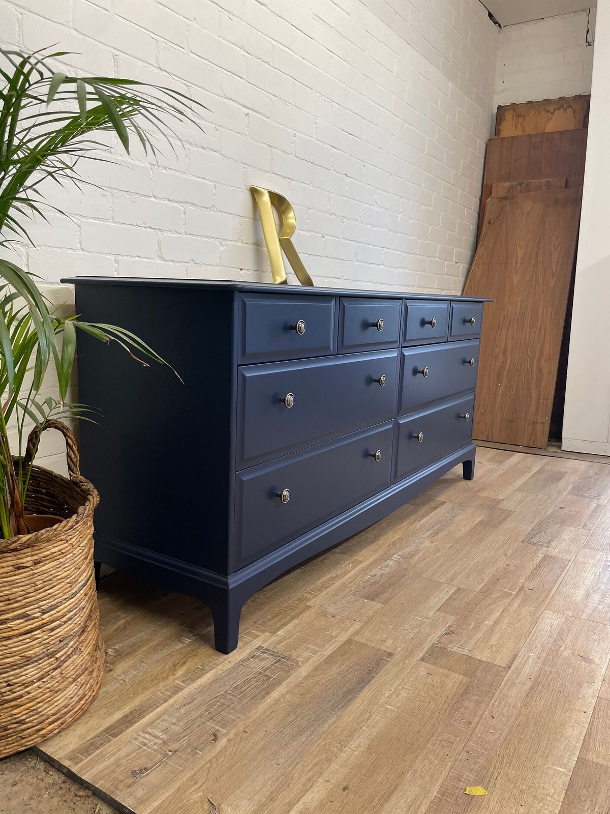 Stag Captains Chest 8 Drawer Painted Navy photo vinterior