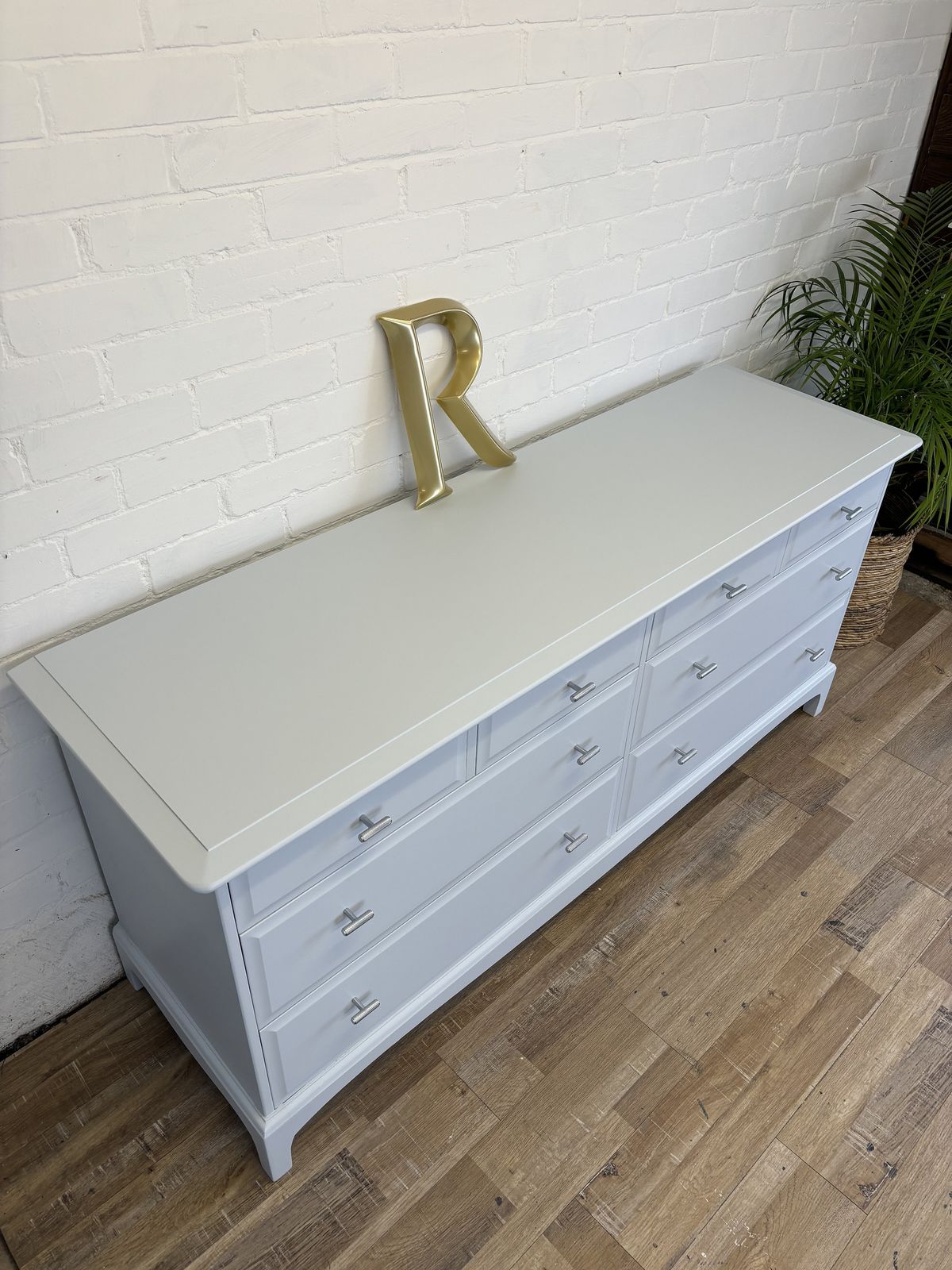 photo for sale Stag Minstrel Furniture Captains Chest Of Drawers Painted Grey