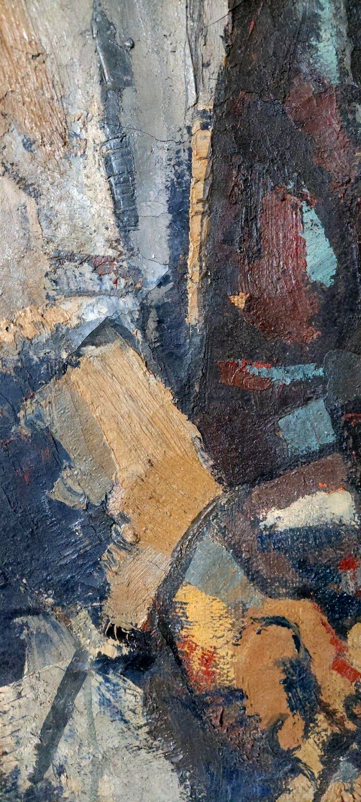 photo for sale Large Oil On Canvas Ferruccio Ferri  1955 "The Fisherman" Canvas 105x75 Cm