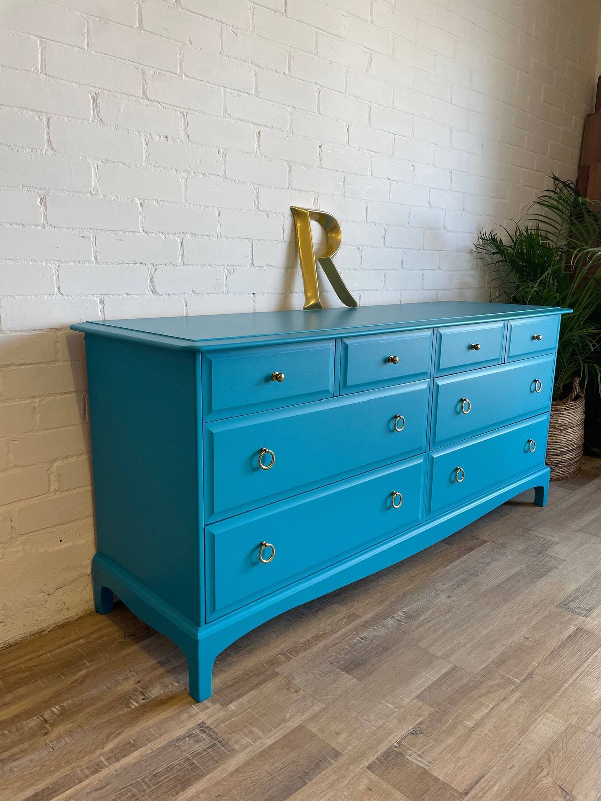 Stag Minstrel Captiains Chest Painted Teal photo furniture