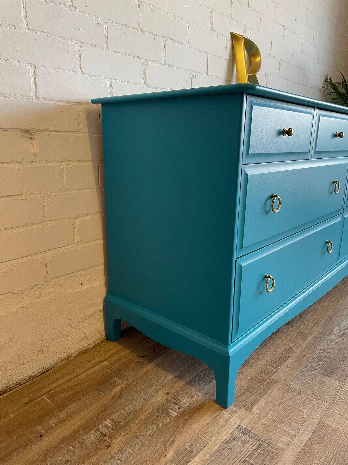 photo for sale Stag Minstrel Captiains Chest Painted Teal