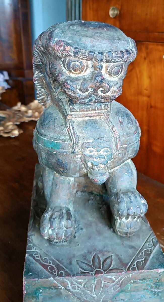 Lacquered Wooden Pho Dog   China, Early 20th Century photo for sale