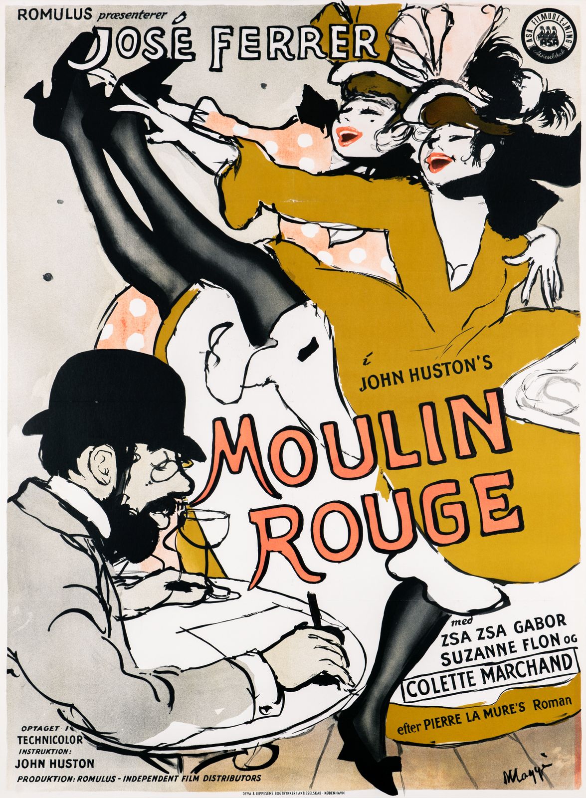 "Moulin Rouge" Original Vintage Film Poster, Danish, 1955