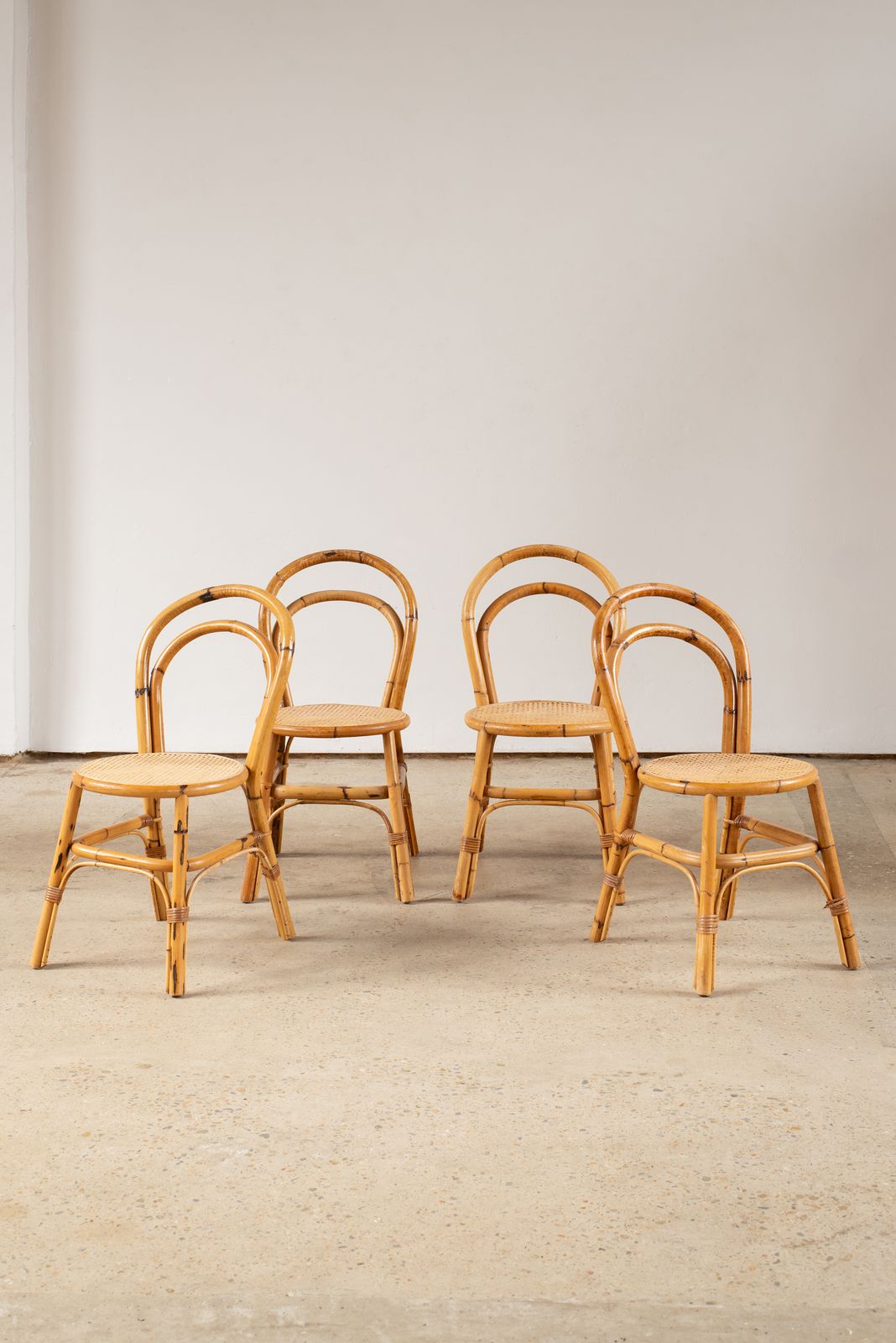 Set Of Four Bamboo And Cane Chairs, Italy C1970 photo furniture