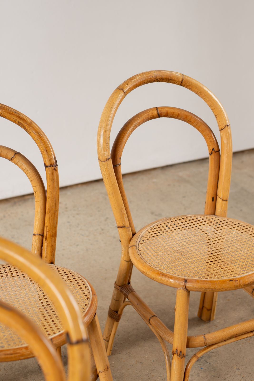 Set Of Four Bamboo And Cane Chairs, Italy C1970 photo vinterior
