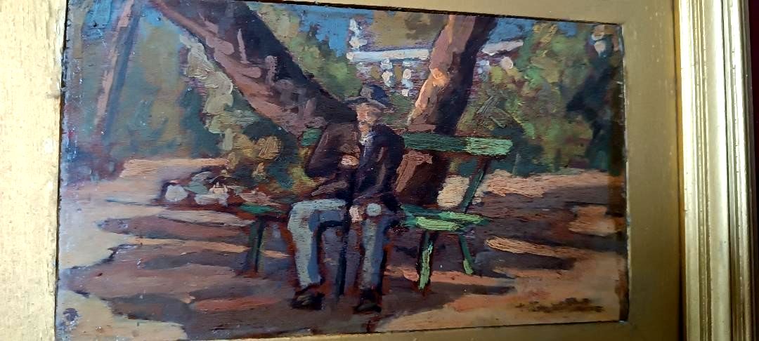 Oil On Board First Half 900 Navicella Viareggio Gallery Stamp photo vinterior