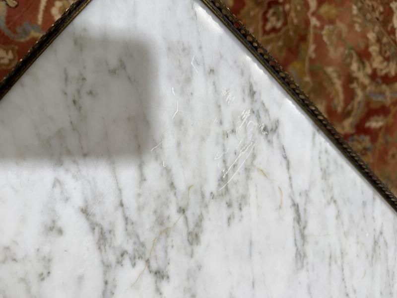 Table Basse De Style Louis XVI En Marbre Blanc Et Merisier photo furniture
