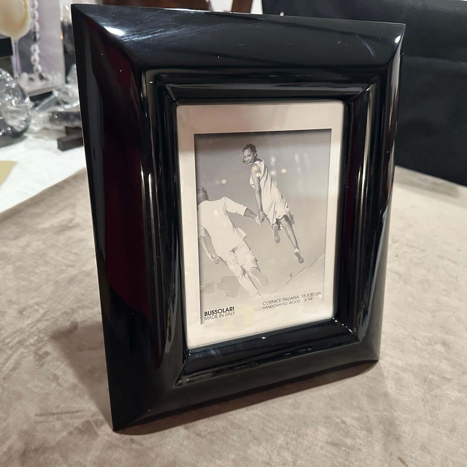 1990s Modern Black Lacquered Wood Italian Picture Frame By Bussolari photo for sale