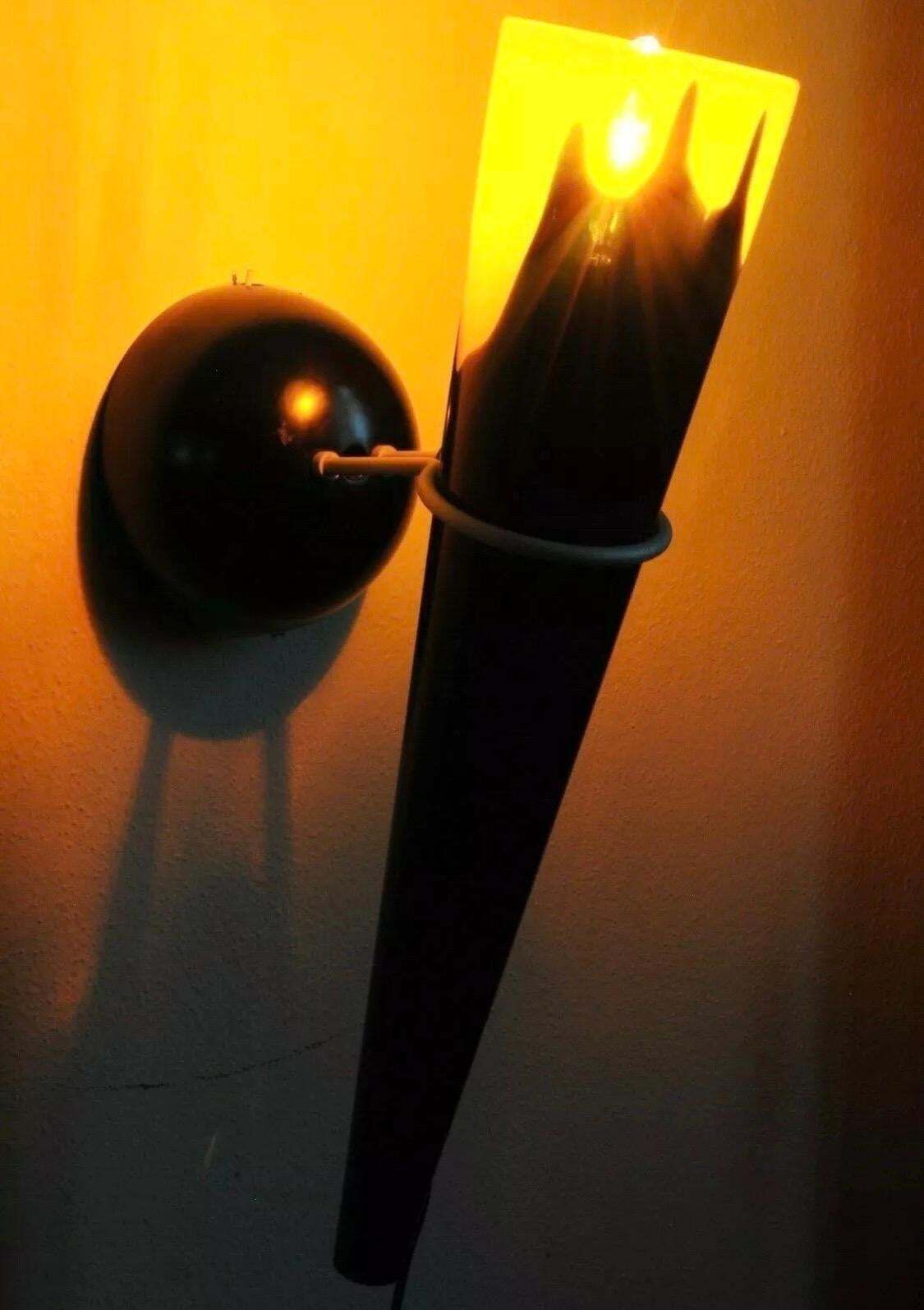 1980s Post Modern Orange And Black Murano Glass And Metal Wall Sconce By I Tre photo for sale