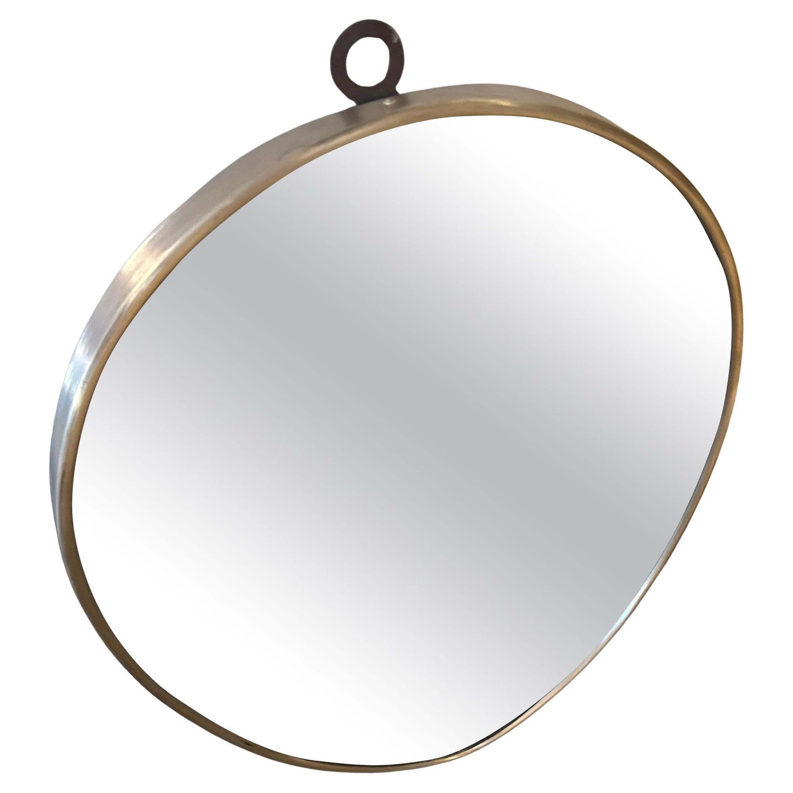 1950s Giò Ponti Style Mid Century Modern Brass Italian Oval Wall Mirror