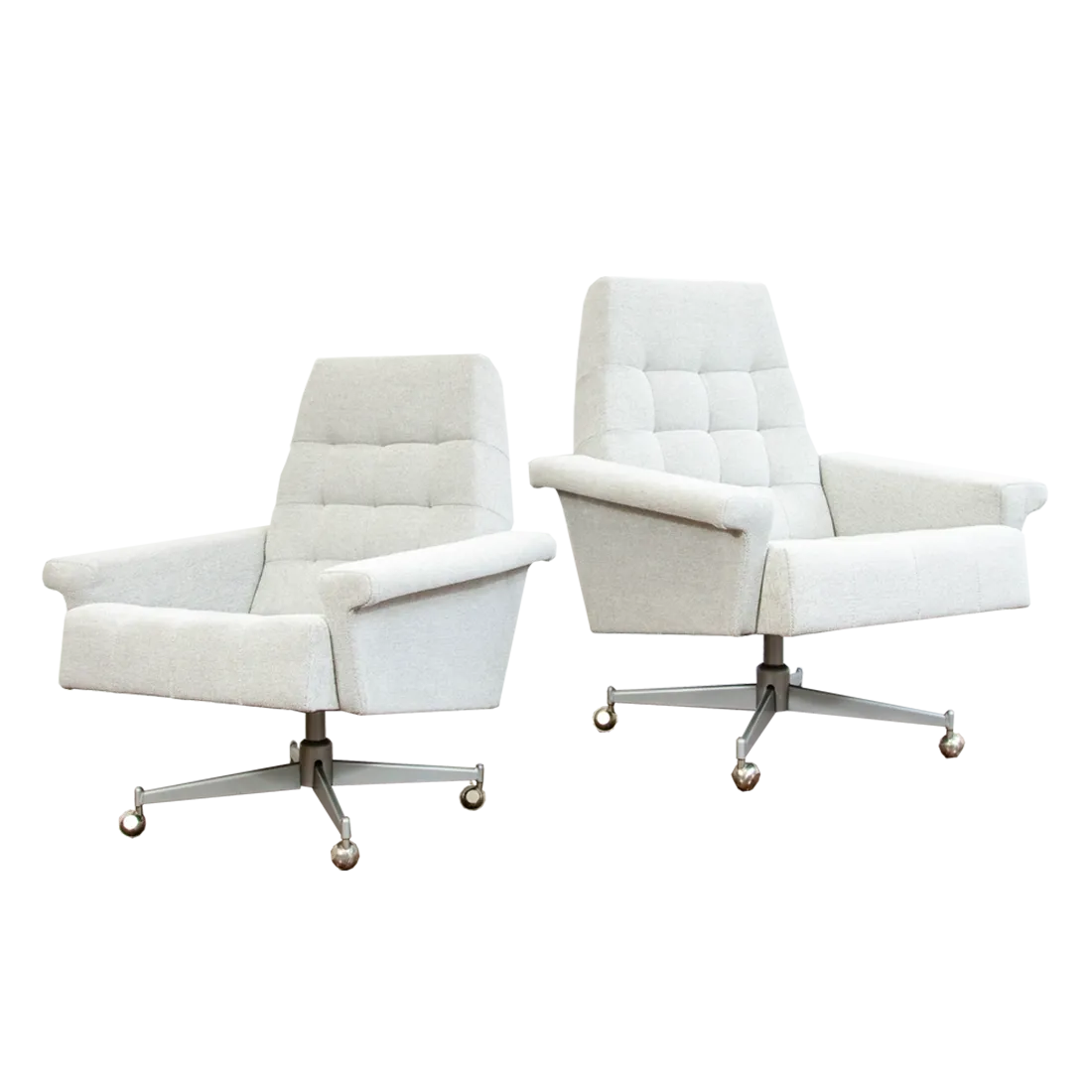Modernist Armchairs From Up Závody On Metal Wheels, Czechoslovakia, 1970, Set Of 2