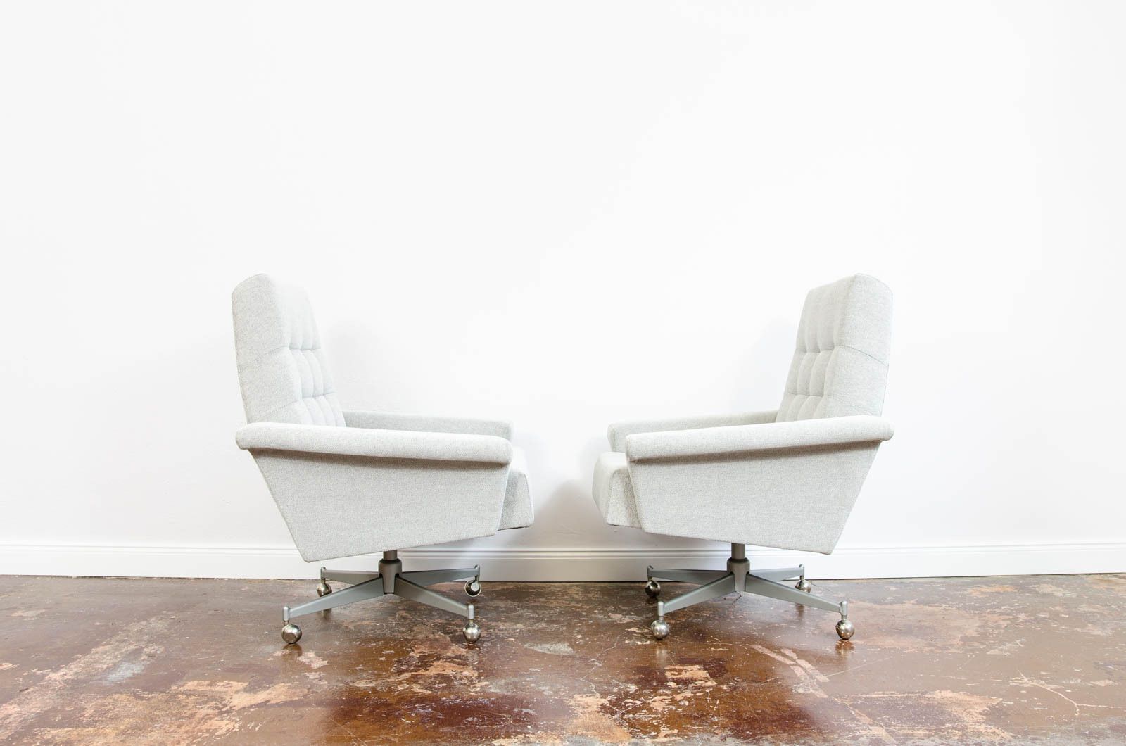 Modernist Armchairs From Up Závody On Metal Wheels, Czechoslovakia, 1970, Set Of 2 photo for sale