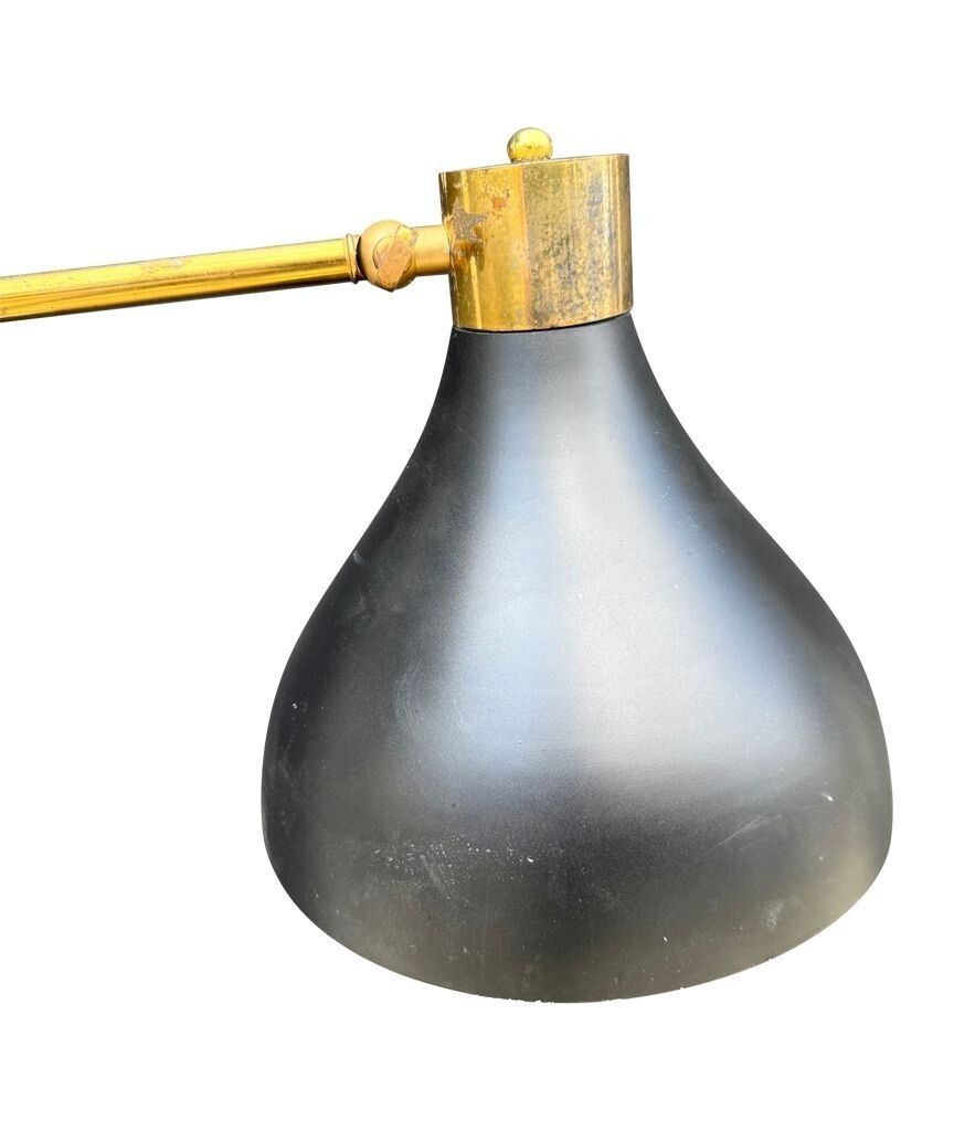 An Italian 1960s Black Enamel, Brass And Marble Adjustable Floor Lamp By Stilux photo for sale