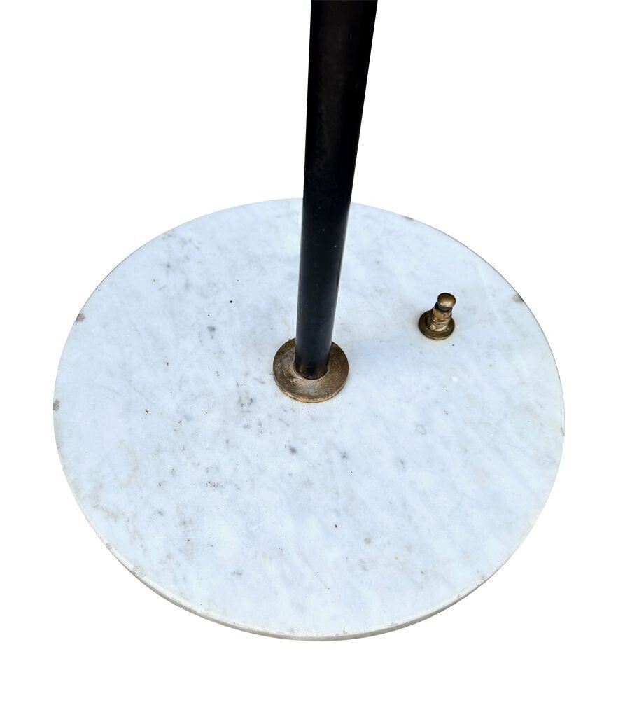An Italian 1960s Black Enamel, Brass And Marble Adjustable Floor Lamp By Stilux photo vinterior