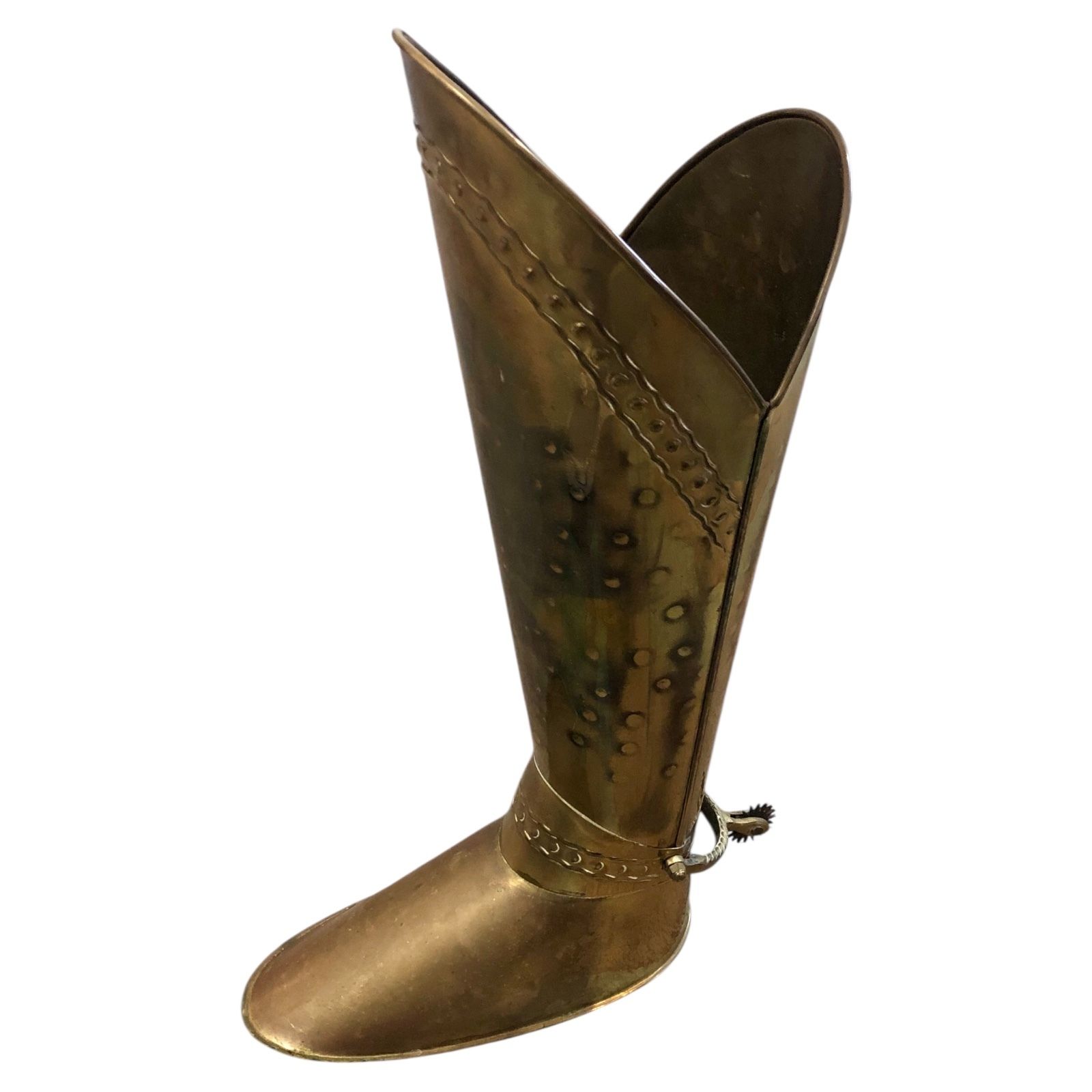 Handsome Vintage Umbrella/Stick Stand Brass Boot photo furniture