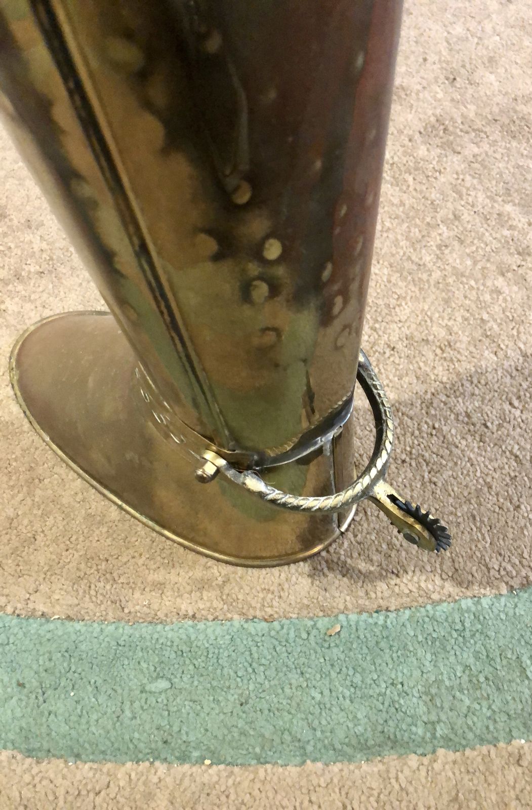 Handsome Vintage Umbrella/Stick Stand Brass Boot photo 149.0