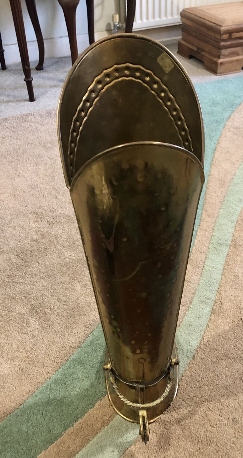 Handsome Vintage Umbrella/Stick Stand Brass Boot photo vintage