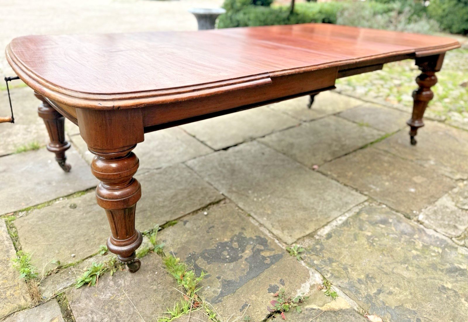 photo buy Original English Rustic Antique Mahogany Wind Out Dining Table C1850 Seats 12