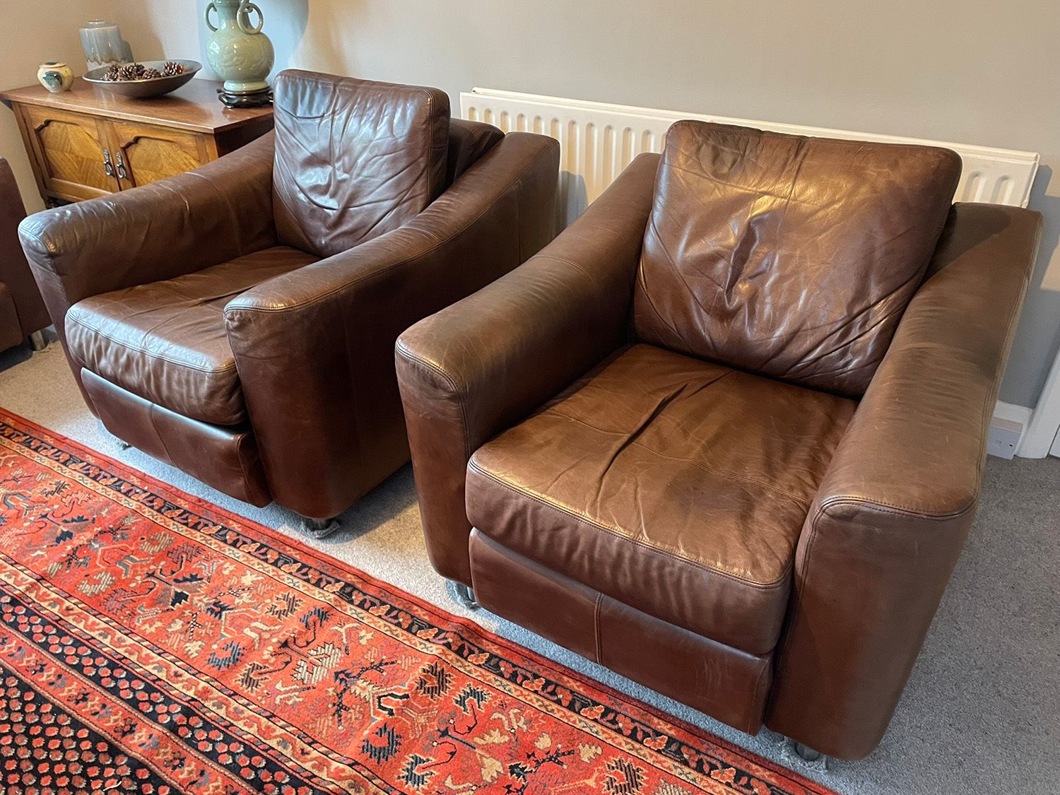 Collins And Hayes Zante Set Of Leather Sofa And 2 Chairs, 2002 photo vinterior