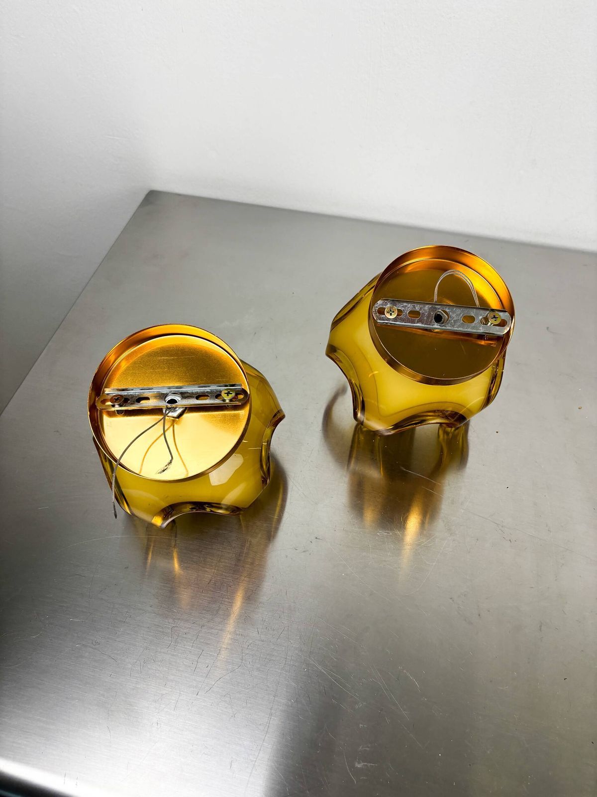 Pair Of Carlo Nason Wall Lights For Mazzega Murano, Orange Murano Blown Gla photo Lighting