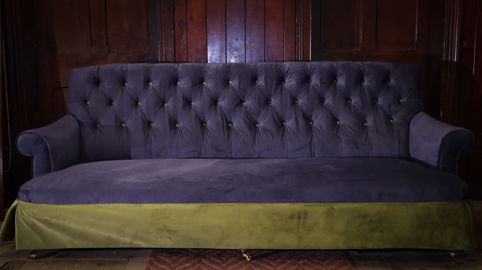 Furniture Stunning George Smith Bulgari Large 2 Seater Sofa Blue Olive Green Rrp £10000 photo