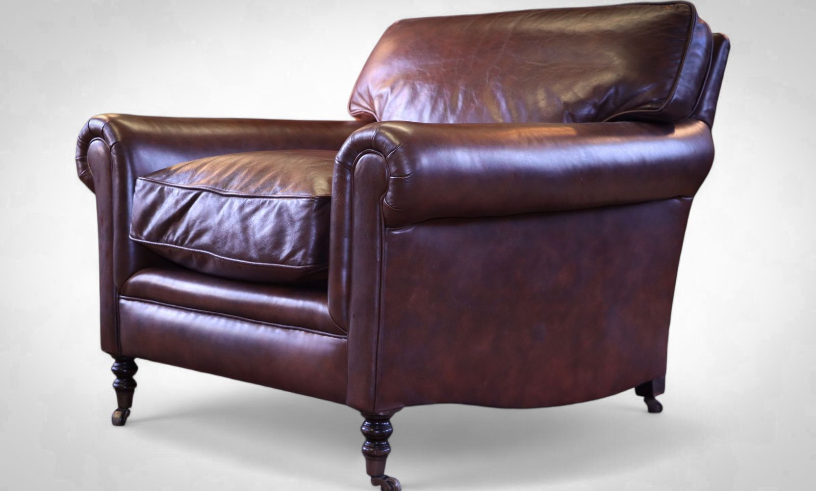 George Smith Full Scroll Arm Signature Leather Armchair With Cusion Back Rrp £8000 photo furniture