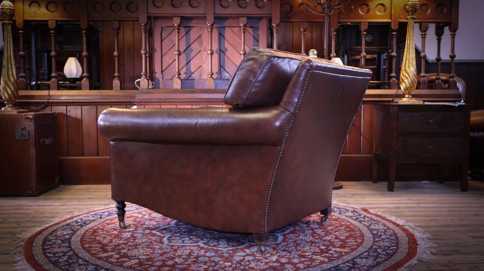 George Smith Full Scroll Arm Signature Leather Armchair With Cusion Back Rrp £8000 photo for sale