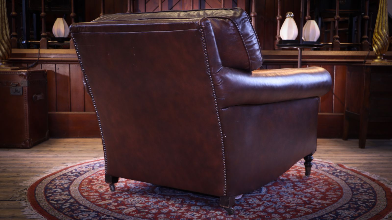 George Smith Full Scroll Arm Signature Leather Armchair With Cusion Back Rrp £8000 photo 3800.0