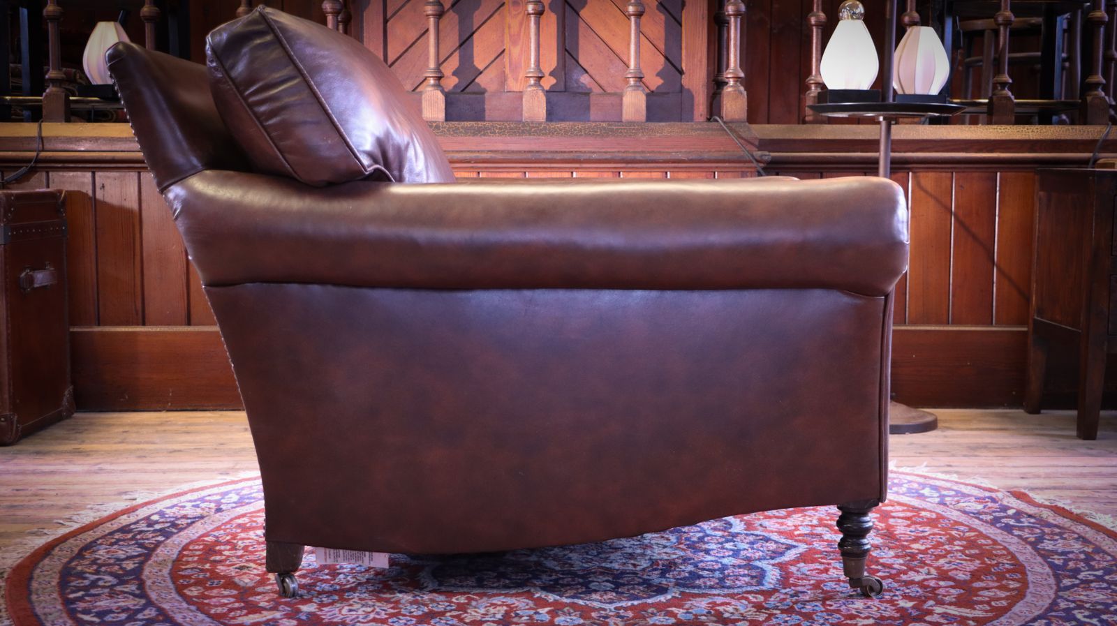 Furniture George Smith Full Scroll Arm Signature Leather Armchair With Cusion Back Rrp £8000 photo