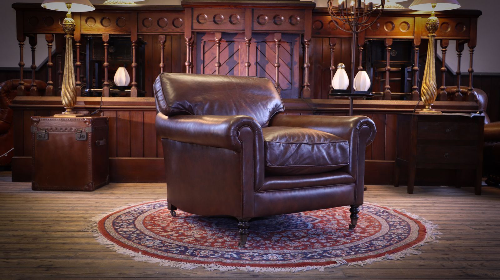 photo buy George Smith Full Scroll Arm Signature Leather Armchair With Cusion Back Rrp £8000